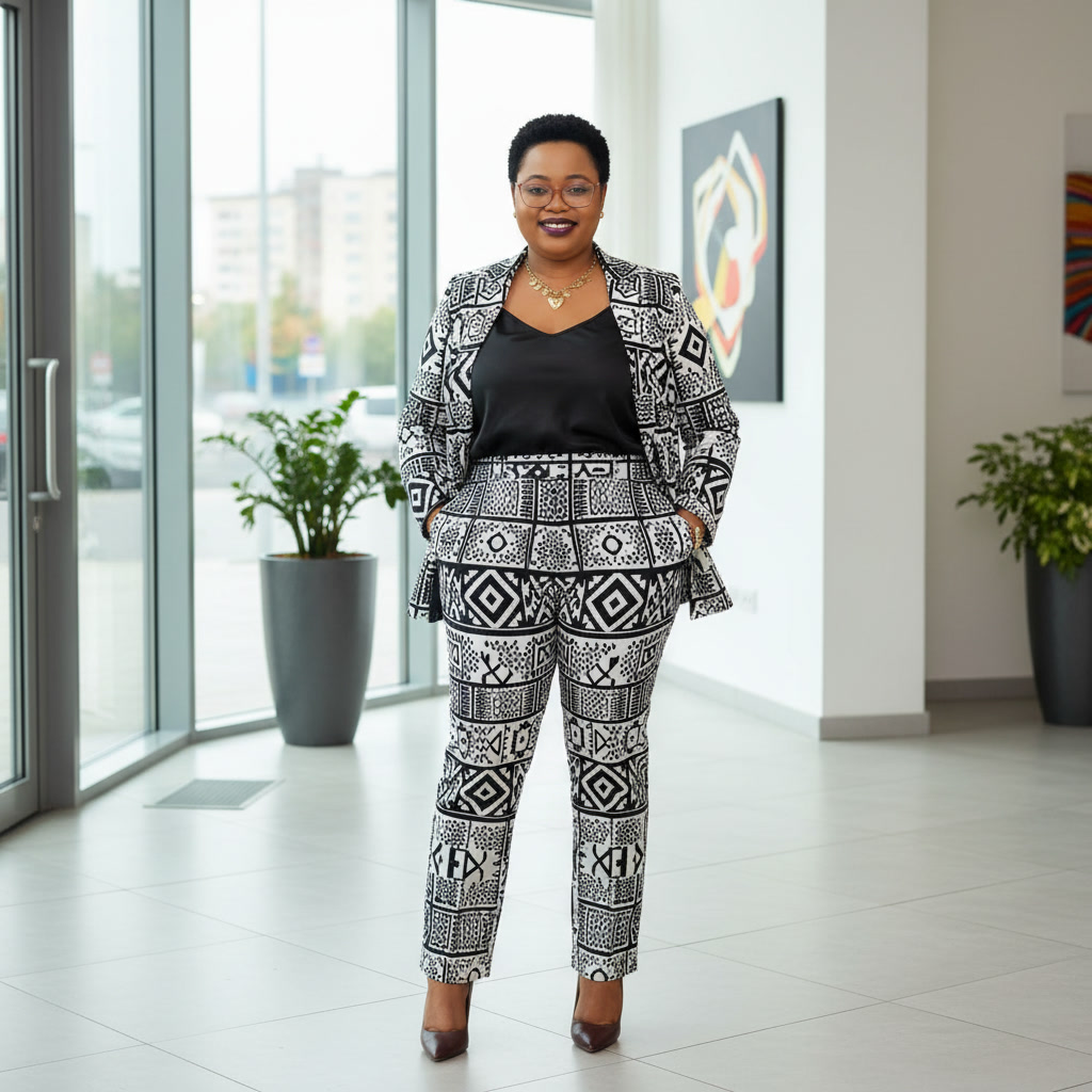 Monochrome Ankara Power Suit