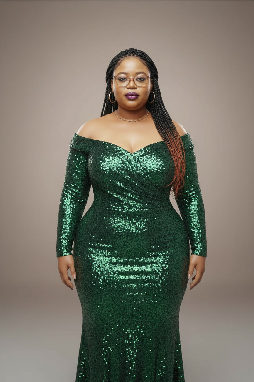 Emerald Sequin Evening Gown